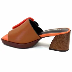 Féminin|Compensées & Plateformes<noa harmon Mules à Talon 9678m07 Cuir Multi Orange Marron