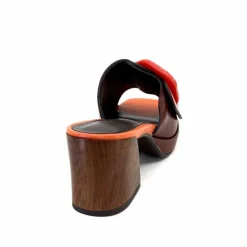 Féminin|Compensées & Plateformes<noa harmon Mules à Talon 9678m07 Cuir Multi Orange Marron