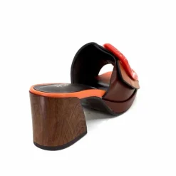 Féminin|Compensées & Plateformes<noa harmon Mules à Talon 9678m07 Cuir Multi Orange Marron