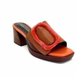 Féminin|Compensées & Plateformes<noa harmon Mules à Talon 9678m07 Cuir Multi Orange Marron