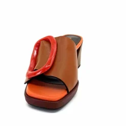 Féminin|Compensées & Plateformes<noa harmon Mules à Talon 9678m07 Cuir Multi Orange Marron