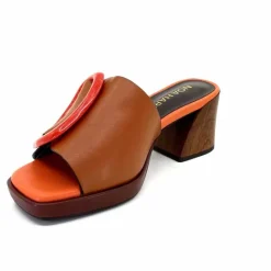 Féminin|Compensées & Plateformes<noa harmon Mules à Talon 9678m07 Cuir Multi Orange Marron