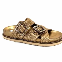 Vacances|Décontracté<Inuovo Mules Compensées 355052 Cuir Bronze Or