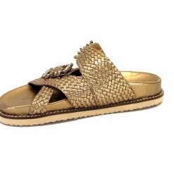 Vacances|Décontracté<Inuovo Mules Compensées 355052 Cuir Bronze Or