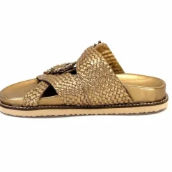 Vacances|Décontracté<Inuovo Mules Compensées 355052 Cuir Bronze Or