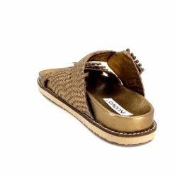 Vacances|Décontracté<Inuovo Mules Compensées 355052 Cuir Bronze Or