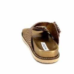 Vacances|Décontracté<Inuovo Mules Compensées 355052 Cuir Bronze Or