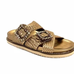 Vacances|Décontracté<Inuovo Mules Compensées 355052 Cuir Bronze Or