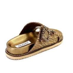 Vacances|Décontracté<Inuovo Mules Compensées 355052 Cuir Bronze Or