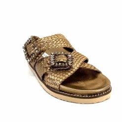 Vacances|Décontracté<Inuovo Mules Compensées 355052 Cuir Bronze Or