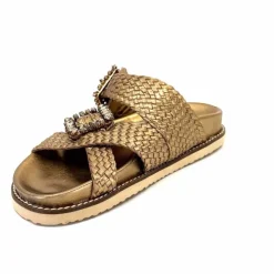 Vacances|Décontracté<Inuovo Mules Compensées 355052 Cuir Bronze Or