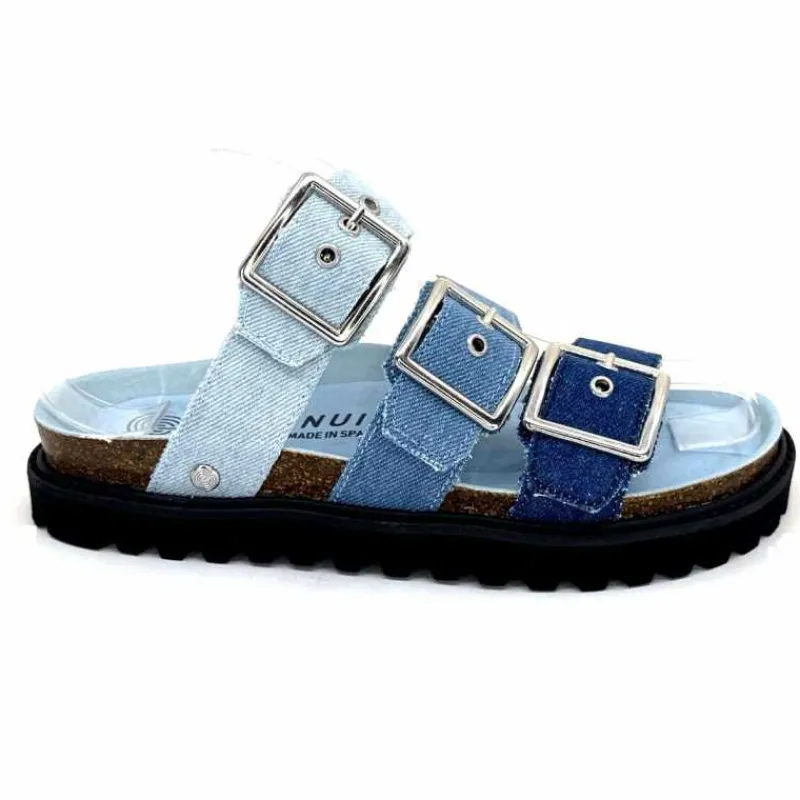 Vacances|Compensées & Plateformes<genuins factory s.l Mules Genuins G105685 Textile Denim Bleu