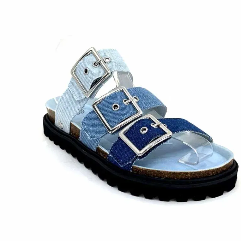 Vacances|Compensées & Plateformes<genuins factory s.l Mules Genuins G105685 Textile Denim Bleu