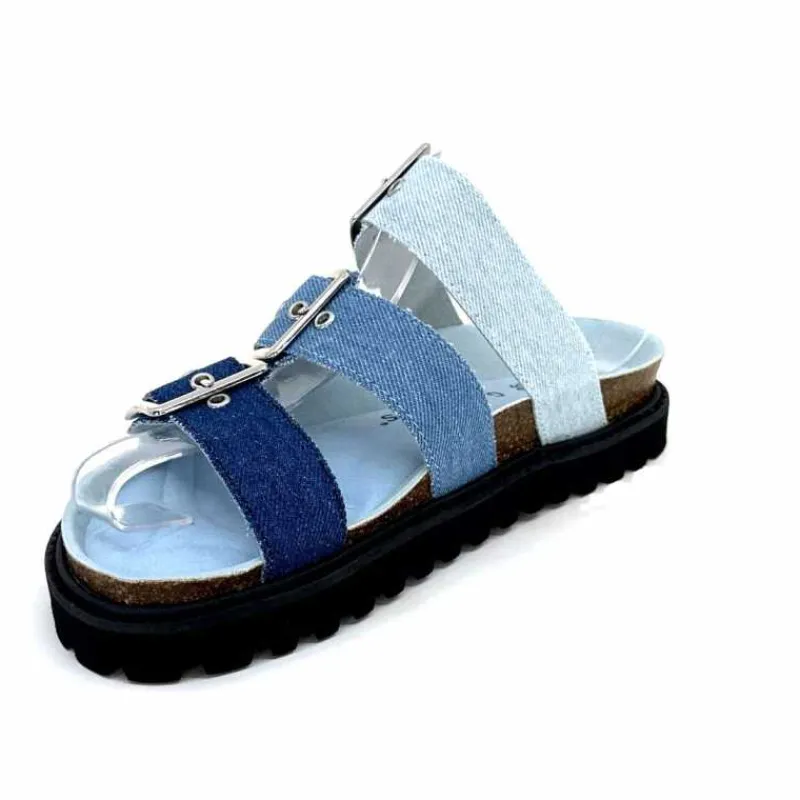 Vacances|Compensées & Plateformes<genuins factory s.l Mules Genuins G105685 Textile Denim Bleu