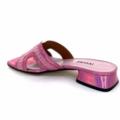 Vacances|Mules<Ivoire0330 Mules Ivoire 330 Cuir Irisé Vernis Raffia Rose