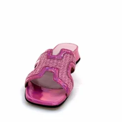 Vacances|Mules<Ivoire0330 Mules Ivoire 330 Cuir Irisé Vernis Raffia Rose