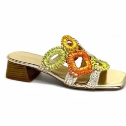 Féminin|Sandales<Ivoire0303 Mules Ivoire 21036 Cuir Or Jaune Orange Multicolore