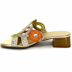 Féminin|Sandales<Ivoire0303 Mules Ivoire 21036 Cuir Or Jaune Orange Multicolore
