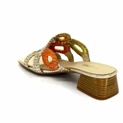 Féminin|Sandales<Ivoire0303 Mules Ivoire 21036 Cuir Or Jaune Orange Multicolore