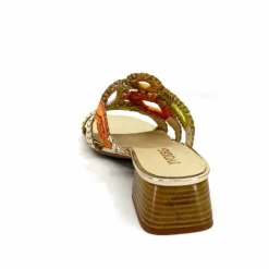 Féminin|Sandales<Ivoire0303 Mules Ivoire 21036 Cuir Or Jaune Orange Multicolore