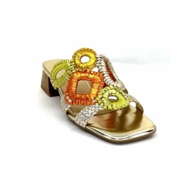 Féminin|Sandales<Ivoire0303 Mules Ivoire 21036 Cuir Or Jaune Orange Multicolore