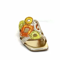 Féminin|Sandales<Ivoire0303 Mules Ivoire 21036 Cuir Or Jaune Orange Multicolore