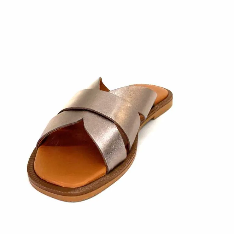 Vacances|Décontracté<382-ivoire Mules Ivoire Tml 58T Cuir Métal Ash GrisMétal