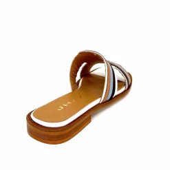 Vacances|Décontracté<JHay Mules 2305 Cuir Marron Blanc Bleu