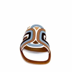 Vacances|Décontracté<JHay Mules 2305 Cuir Marron Blanc Bleu