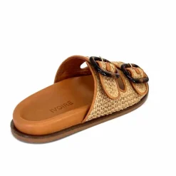 Vacances|Décontracté<382-ivoire Mules Plagettes Ivoire D27088-803 Raffia Coconut