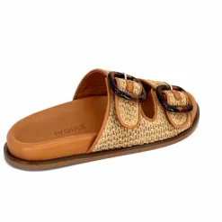 Vacances|Décontracté<382-ivoire Mules Plagettes Ivoire D27088-803 Raffia Coconut