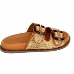 Vacances|Décontracté<382-ivoire Mules Plagettes Ivoire D27088-803 Raffia Coconut