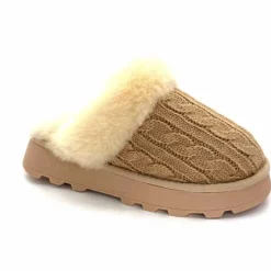 Fourrure|Décontracté<Nathan Baume Pantoufles Fourrées 242 N70 03 Mailles Beige