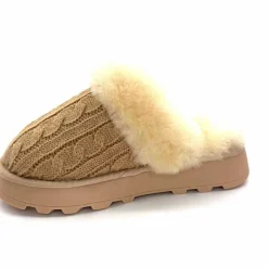 Fourrure|Décontracté<Nathan Baume Pantoufles Fourrées 242 N70 03 Mailles Beige