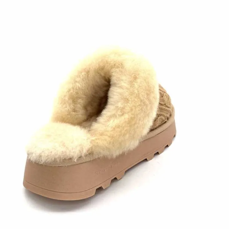 Fourrure|Décontracté<Nathan Baume Pantoufles Fourrées 242 N70 03 Mailles Beige