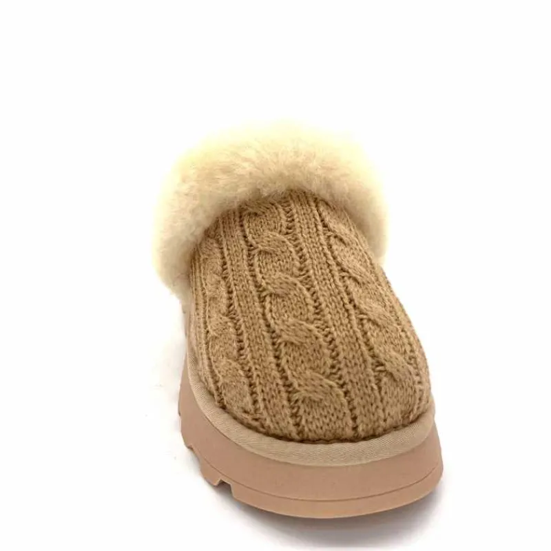 Fourrure|Décontracté<Nathan Baume Pantoufles Fourrées 242 N70 03 Mailles Beige