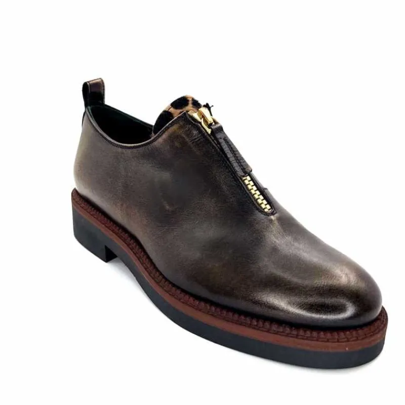 Masculin|Lacets<Ivoire0330 Richelieux Zip Ivoire 302 Cuir Bronze Marron