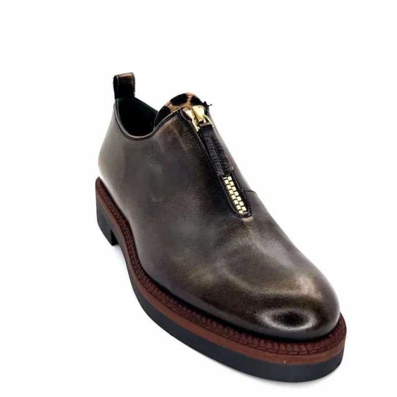 Masculin|Lacets<Ivoire0330 Richelieux Zip Ivoire 302 Cuir Bronze Marron