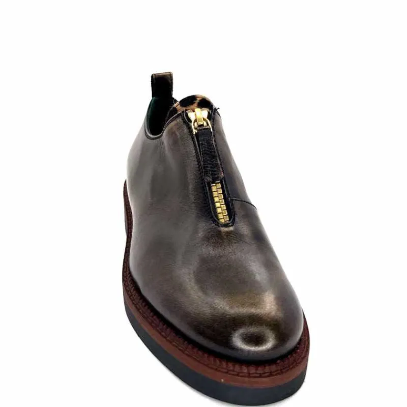 Masculin|Lacets<Ivoire0330 Richelieux Zip Ivoire 302 Cuir Bronze Marron