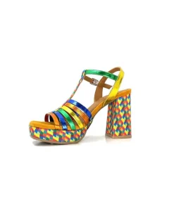 Fantaisie|Elégant<Audley Sandales à Talon 22240Cuir Multicolore