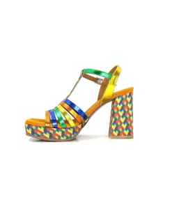 Fantaisie|Elégant<Audley Sandales à Talon 22240Cuir Multicolore
