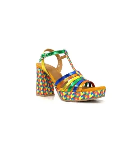 Fantaisie|Elégant<Audley Sandales à Talon 22240Cuir Multicolore