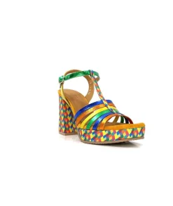 Fantaisie|Elégant<Audley Sandales à Talon 22240Cuir Multicolore