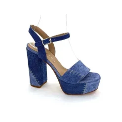 Talon|Sandales<Ivoire0467a Sandales à Talon Fiorina S152 620 Cuir Jeans Bleu