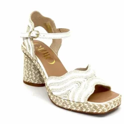 Vacances|Semelles Corde<Gaimo Sandales à Talon Danae Raffiia Beige Blanc