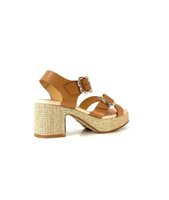 Vacances|Compensées & Plateformes<Ivoire0346a Sandales à Talon Ivoire 22688 Cuir Marron