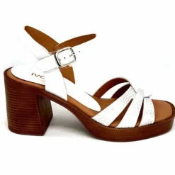 Vacances|Sandales<380-ivoire Sandales à Talon Ivoire 12335 Cuir Blanc