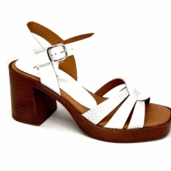 Vacances|Sandales<380-ivoire Sandales à Talon Ivoire 12335 Cuir Blanc