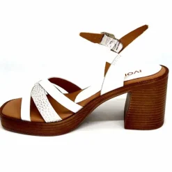 Vacances|Sandales<380-ivoire Sandales à Talon Ivoire 12335 Cuir Blanc