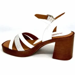 Vacances|Sandales<380-ivoire Sandales à Talon Ivoire 12335 Cuir Blanc